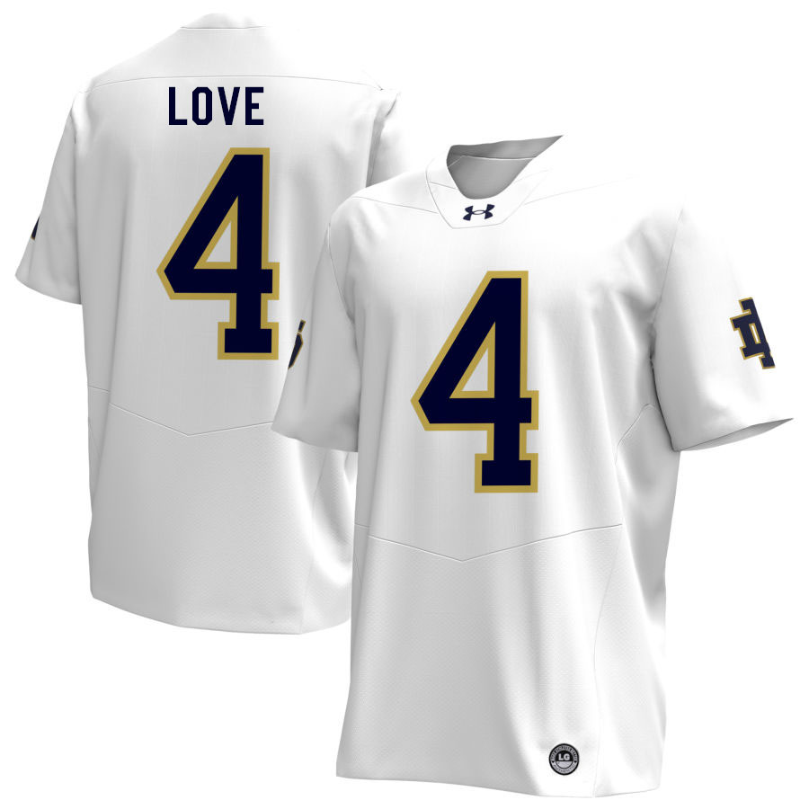 Jeremiyah Love Notre Dame Jerseys, UND Fighting Irish College Football Apparels Stitched-White